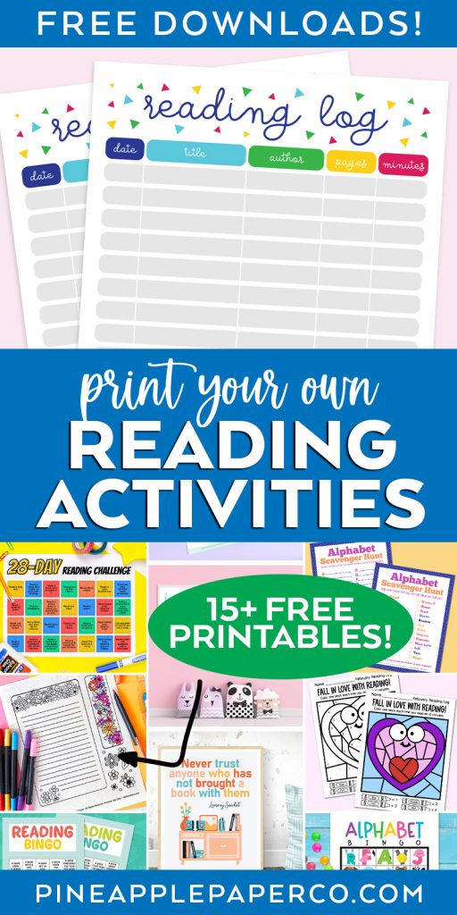 Free Printable Reading Log plus 15 more Free Reading Printables