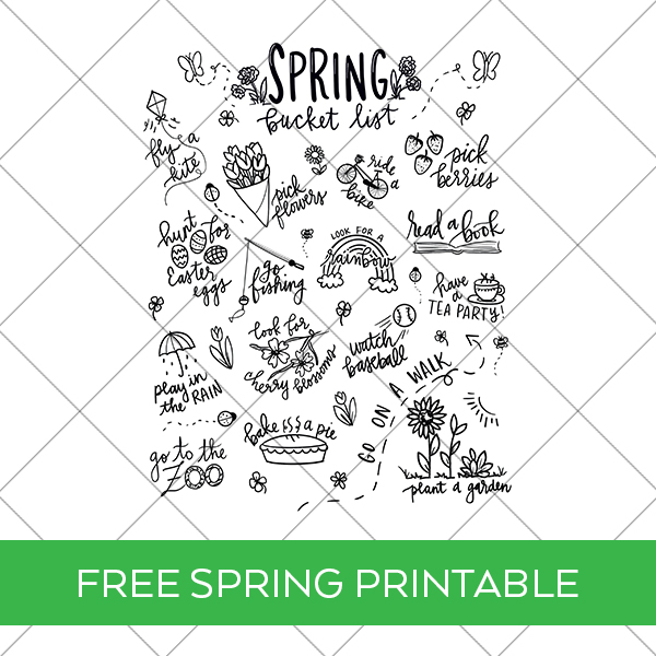 Spring Bucket List Coloring Page