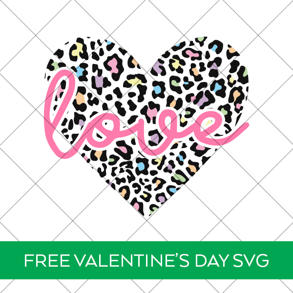 Pastel Valentine Leopard Print Heart with Love SVG File Free