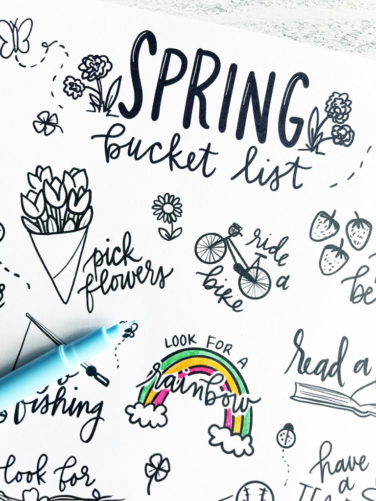 Spring Bucket List Coloring Page