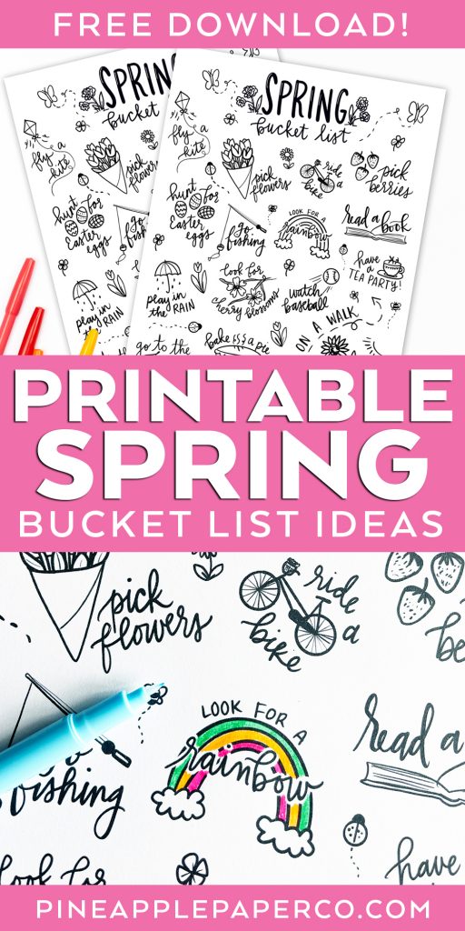 Printable Spring Bucket List Ideas
