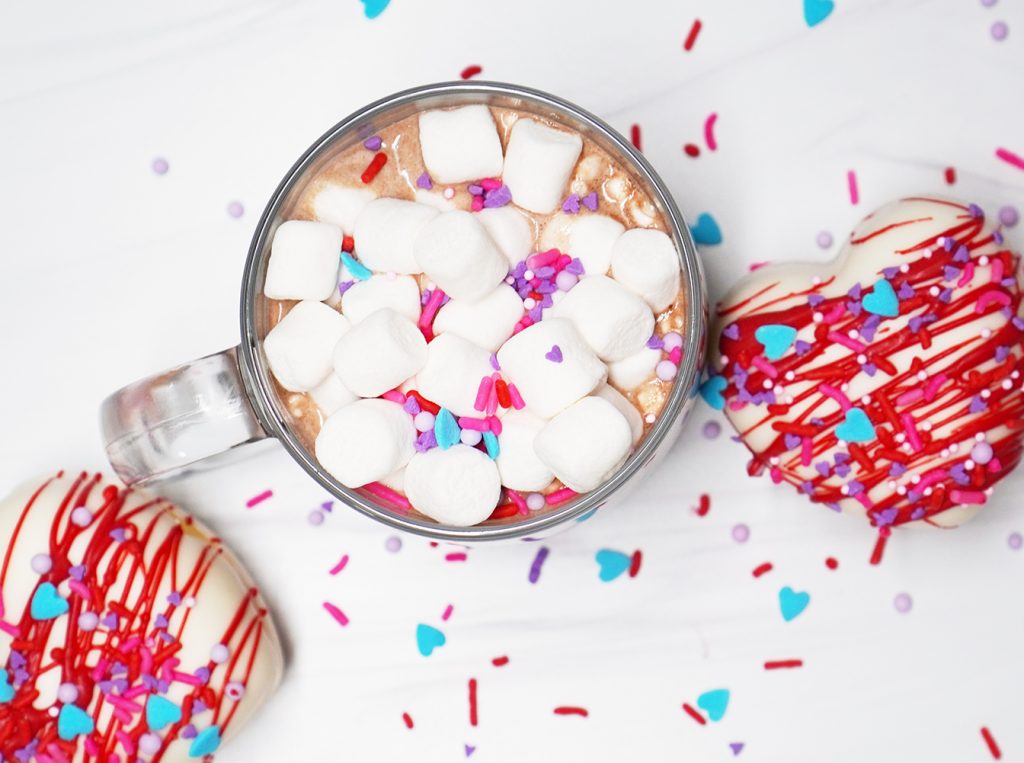 Valentine Hot Chocolate Made with Hot Cocoa Bomb