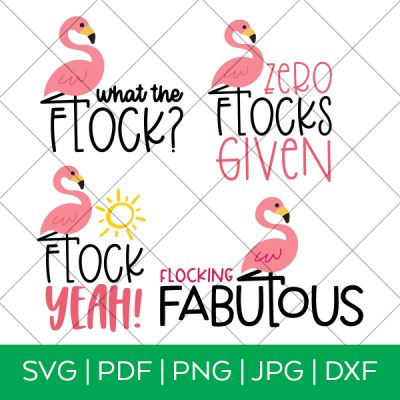 Flamingo Flock SVG File Bundle with Grid