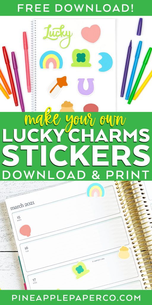 Print then Cut Lucky Charms Printable Stickers for St. Patrick's Day