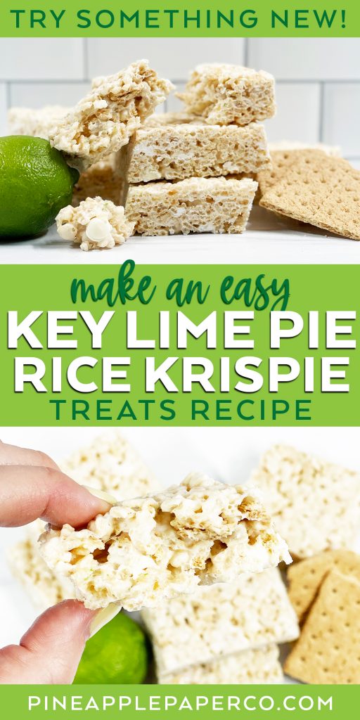 Easy Key Lime Pie Rice Krispie Treats with Lime, Graham Crackers, and White Chocolate