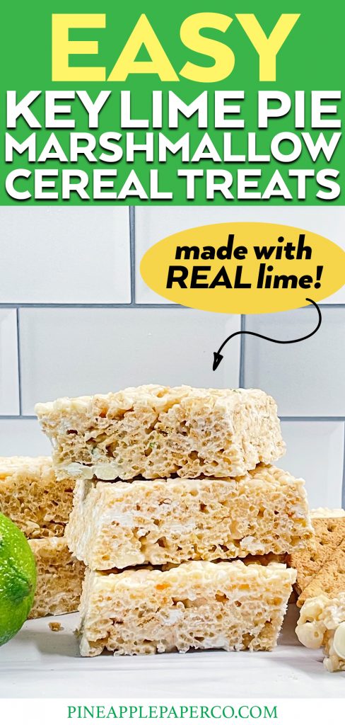 Easy Key Lime Pie Rice Krispie Treats with Lime, Graham Crackers, and White Chocolate