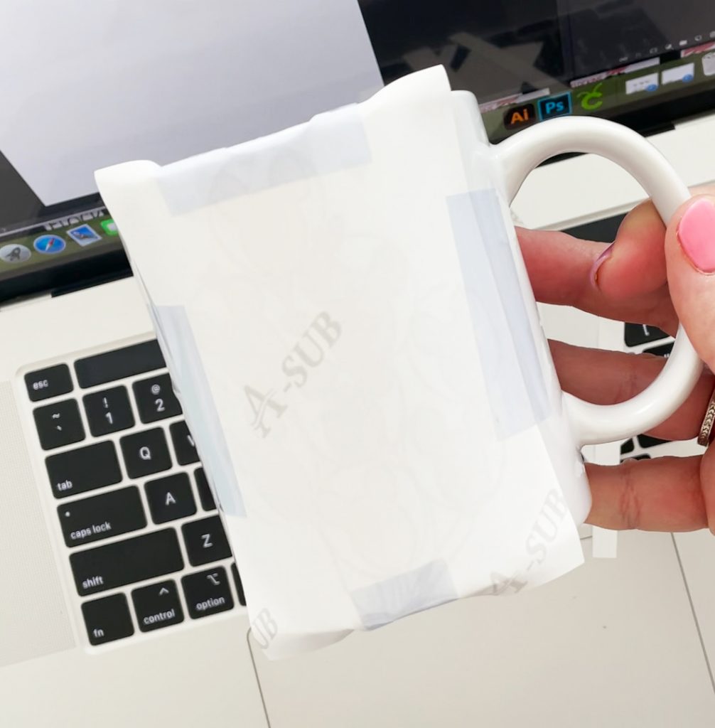 Blank Sublimation Mug with Sublimation Paper and Heat Resistant Tape