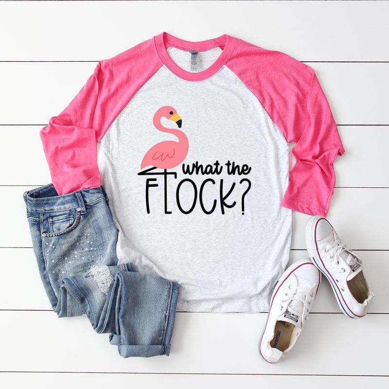 What the Flock Flamingo Pink Raglan Shirt