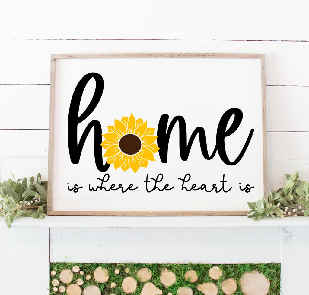 DIY Home is the Where the Heart is Sunflower Sign with Free SVG