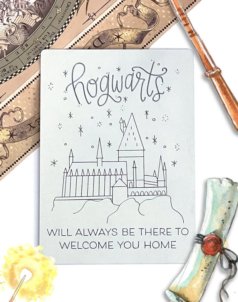 Free Cricut Engraving Tool Harry Potter Hogwarts Single Line SVG on Cricut Engraving Aluminum Sheet