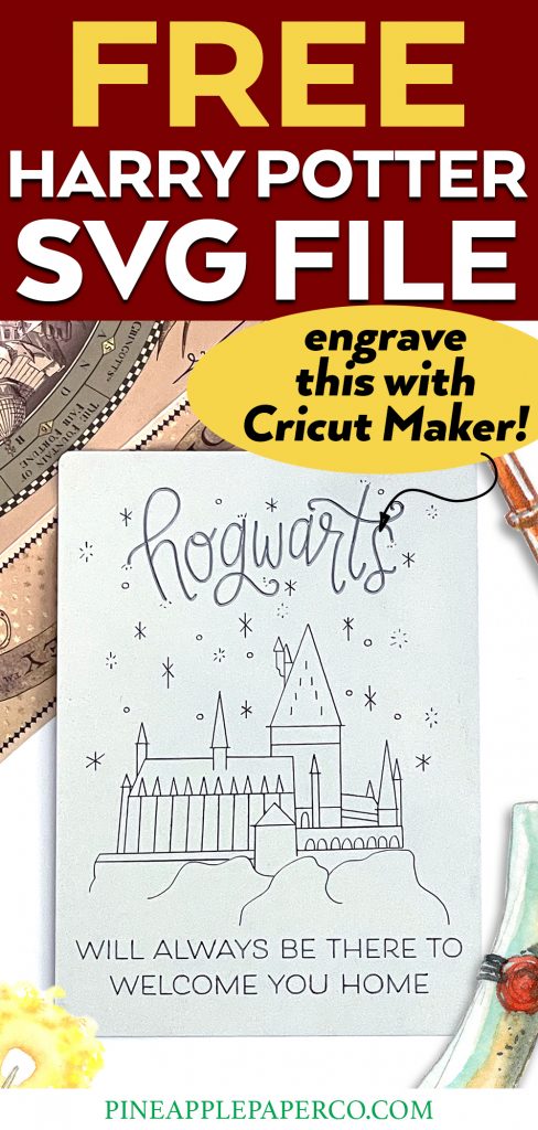 Free Cricut Engraving Tool Harry Potter Hogwarts Single Line SVG on Cricut Engraving Aluminum Sheet