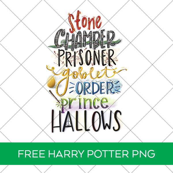 Free Harry Potter Book Titles PNG File for sublimation or printables