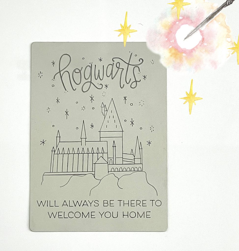 Free Cricut Engraving Tool Harry Potter Hogwarts Single Line SVG on Cricut Engraving Aluminum Sheet