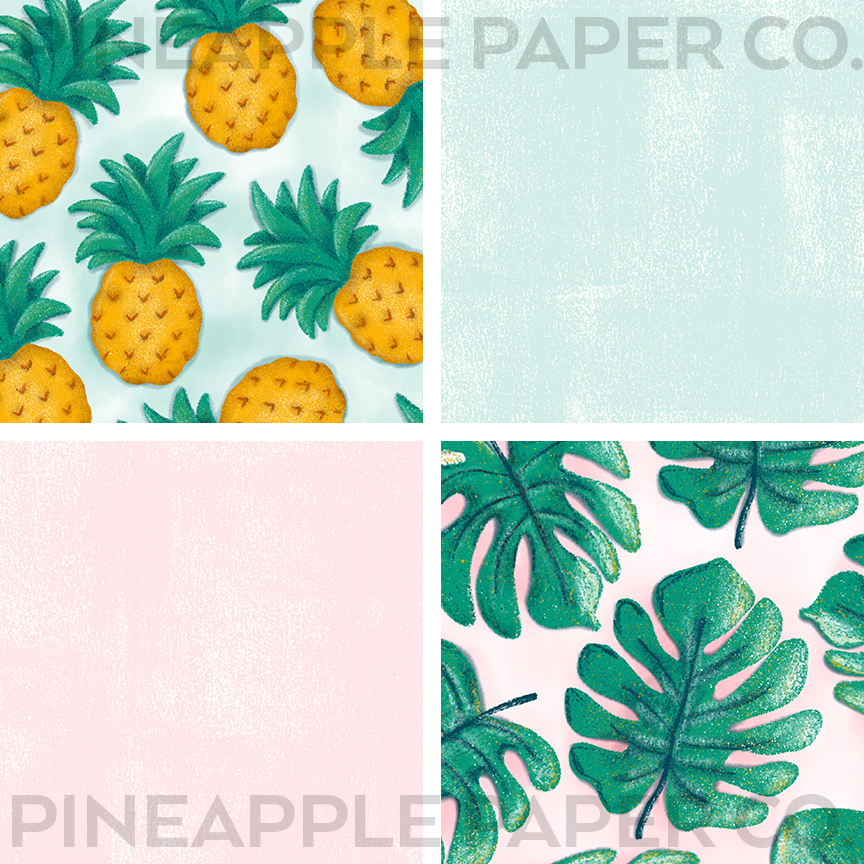 4 sample iphone summer aesthetic app icons including pineapple, monstera, green, pink