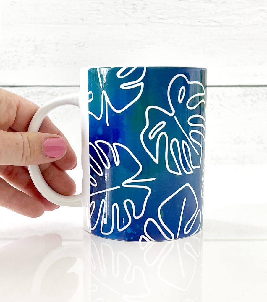 DIY Cricut Infusible Ink Mug with FREE Tropical Monstera Leaves Mug Wrap SVG File