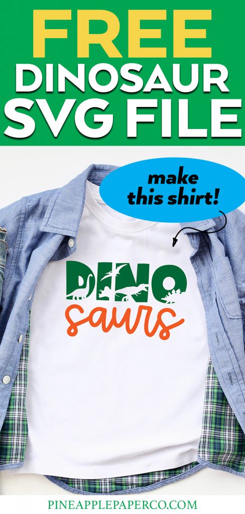 Free Dinosaur SVG File on White Shirt with Cricut Iron On