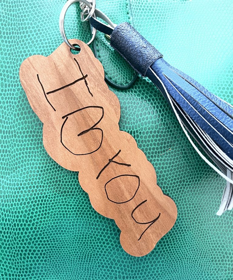 DIY Laser Cut Wood Keychain from Handwriting