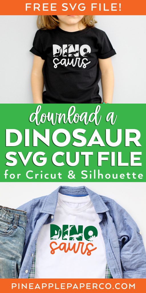 Free Dinosaur SVG Cut File for Cricut & Silhouette on Black Shirt and White Shirt with Cricut HTV