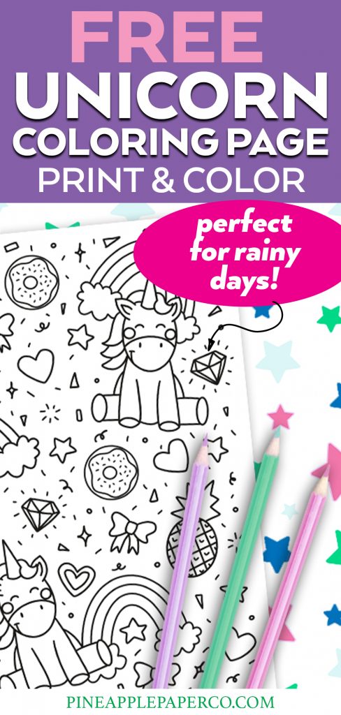 Free Unicorn Printable Coloring Page to print at home for rainy days
