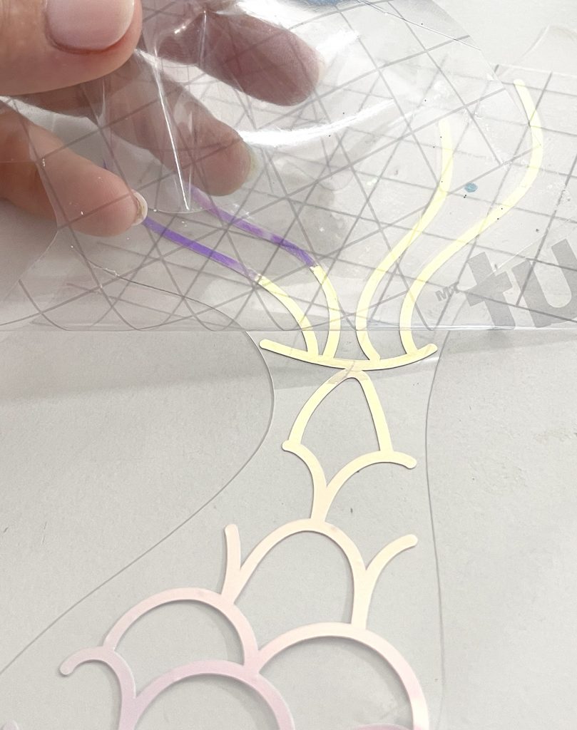 Holographic Vinyl on Acetate Mermaid Tail for DIY Mermaid Cake