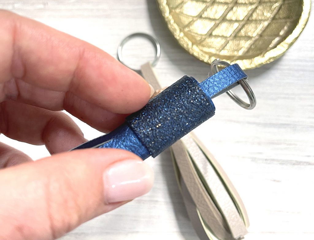DIY Leather Tassels with FREE SVG in Blue and Champagne Faux Leather