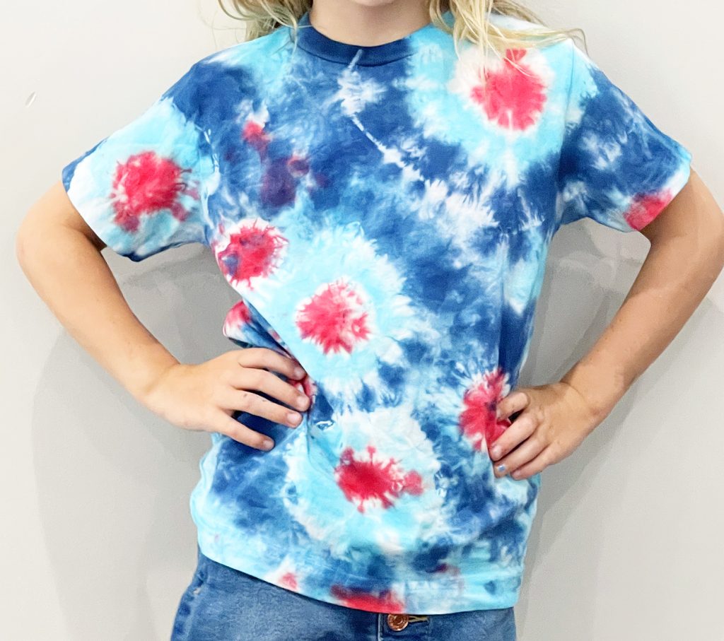 Patriotic Red White and Blue Fireworks Tie Dye Shirt