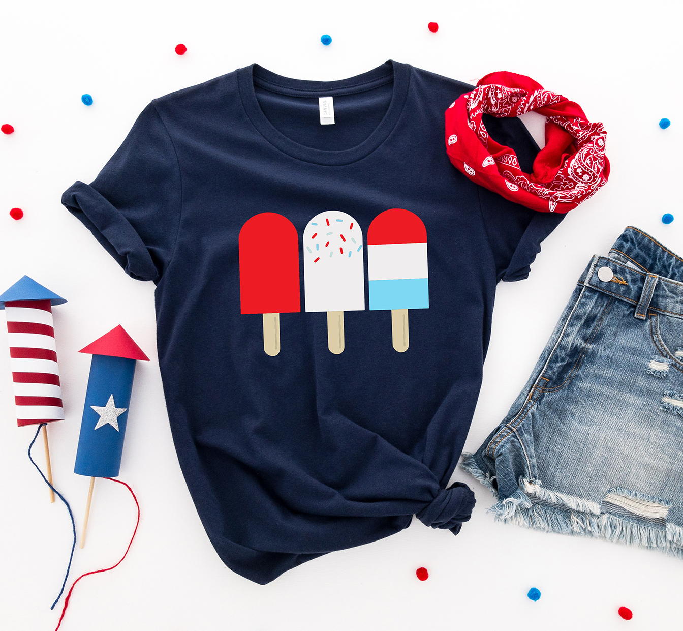 Free Patriotic Red White and Blue Popsicles from Free SVG on Navy Blue Patriotic Shirt