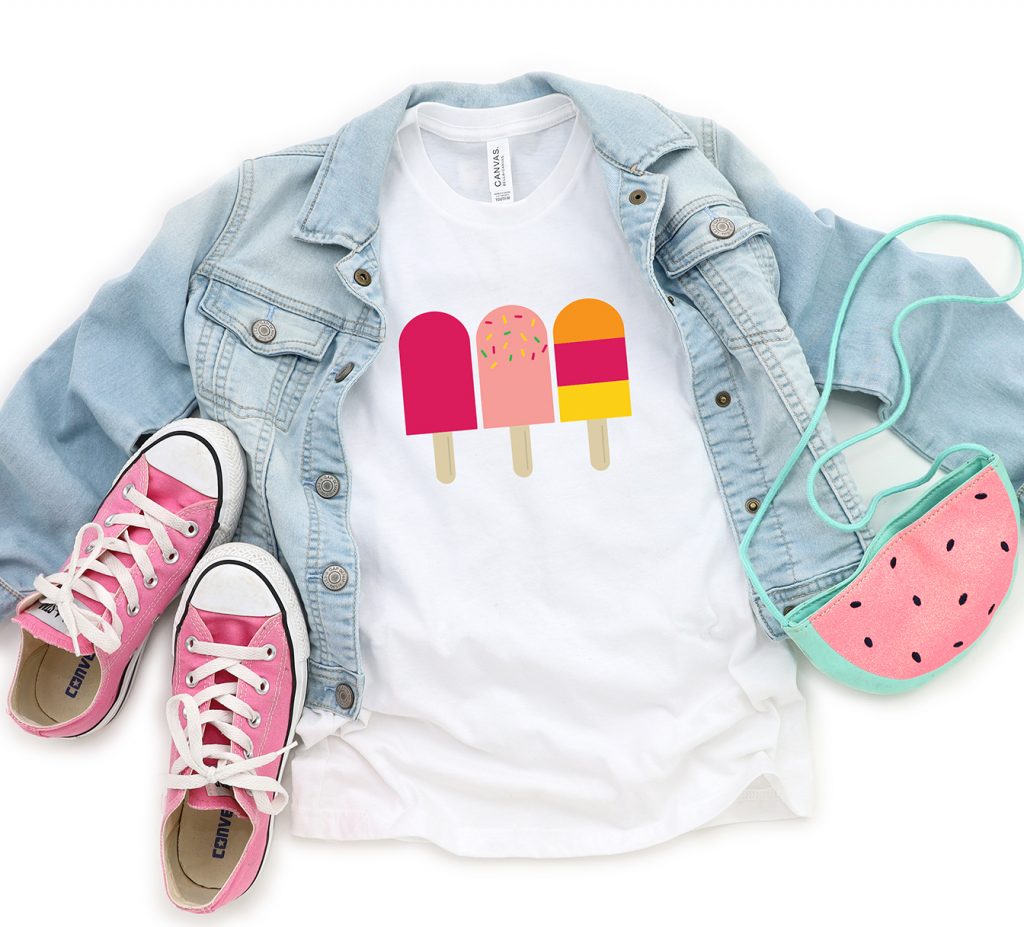 Summer Popsicle SVG on White Shirt