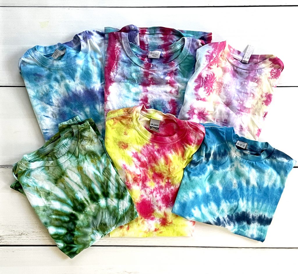 Variety of 6 Tie Dye Shirt Patterns and Colors