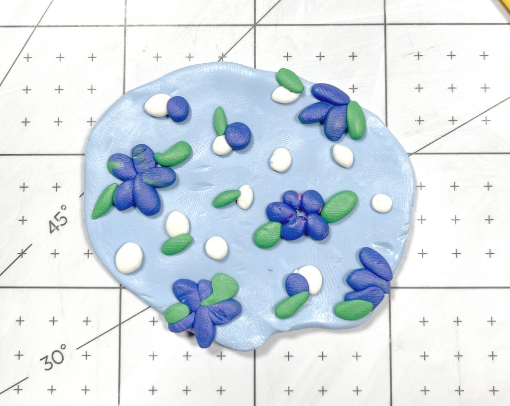 Blue Floral Patterned polymer Clay Slab