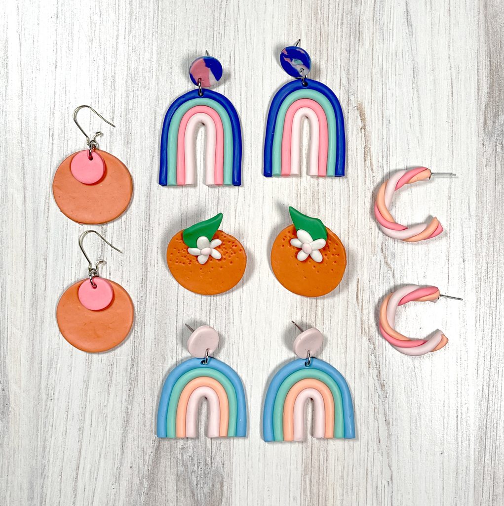 polymer clay earrings with tutorials