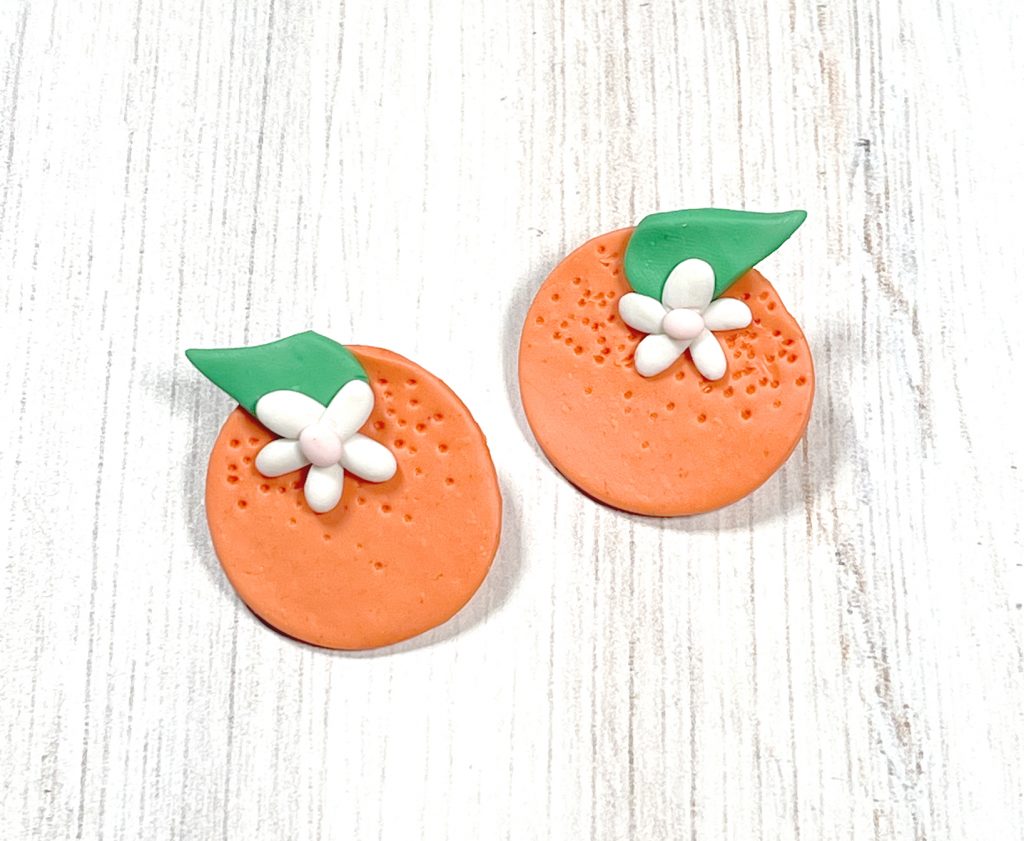 polymer clay orange shaped earrings