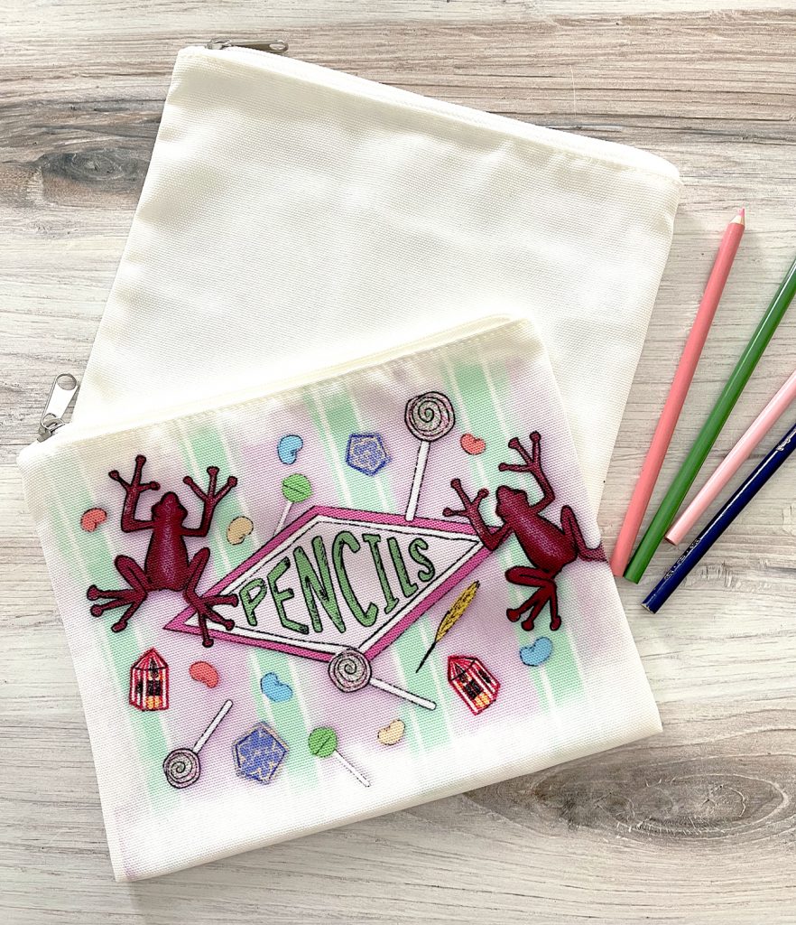 DIY Harry Potter Pencil Bag with Blank Sublimation Pencil Bag and Colored Pencils