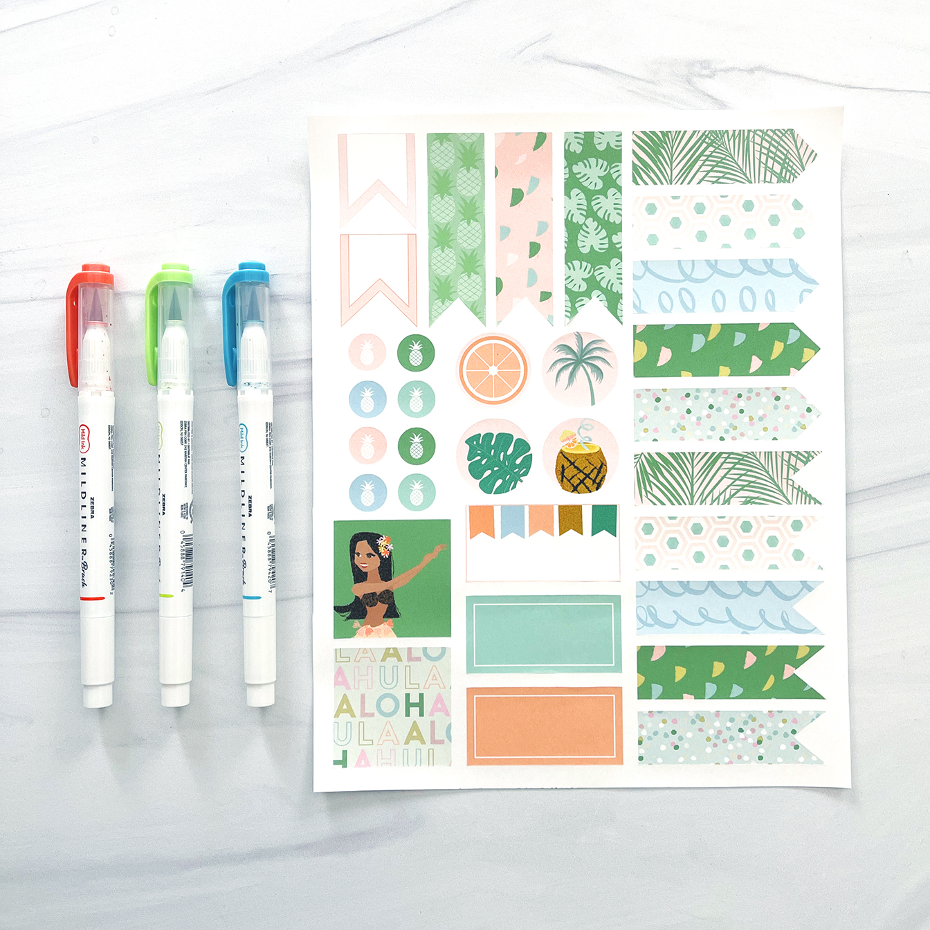 FREE Printable Stickers Summer Stickers - Pineapple Paper