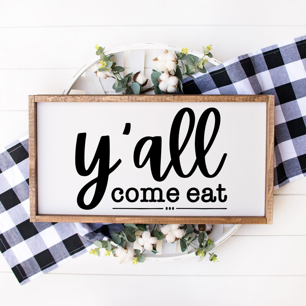 y'all come eat diy wooden farmhouse kitchen sign
