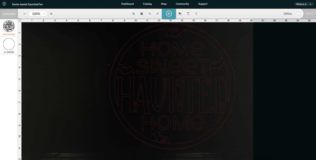 Screenshot of Halloween Sign SVG in Glowforge App
