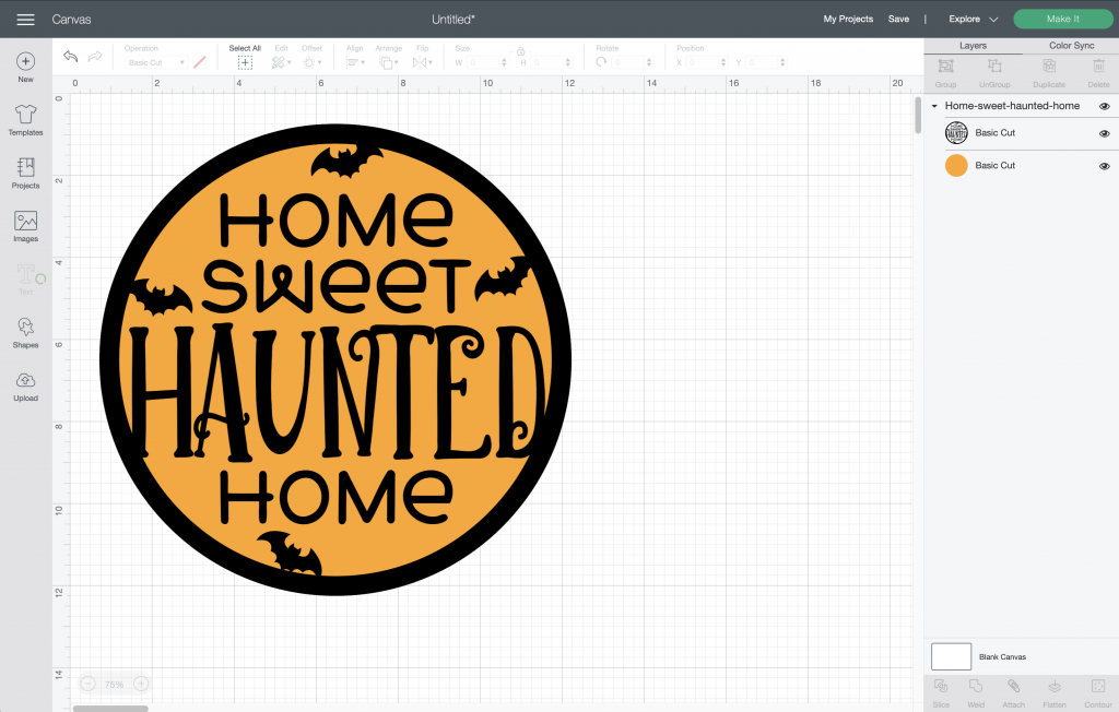 Home Sweet Haunted Home Halloween Sign SVG in Cricut Design Space