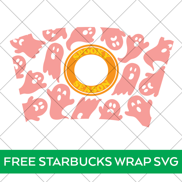 Free Halloween Starbucks Cold Cup Wrap with Ghosts SVG File