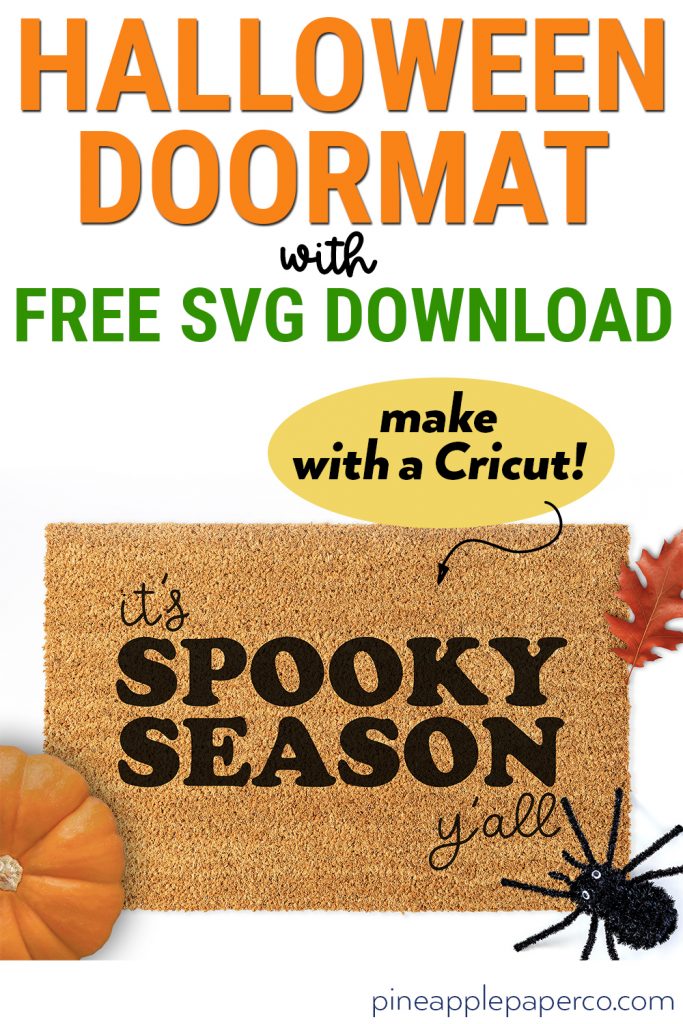 Spooky Season Halloween Doormat made with Free SVG on Cricut machine