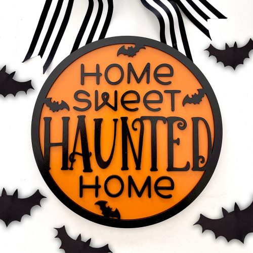 DIY Wooden Halloween Sign with Free Home Sweet Haunted Home SVG File