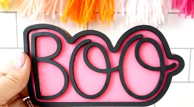 DIY Boo LED Halloween Sign Made with Glowforge and FREE SVG File