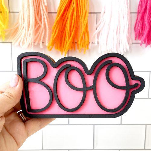 DIY Boo LED Halloween Sign Made with Glowforge and FREE SVG File