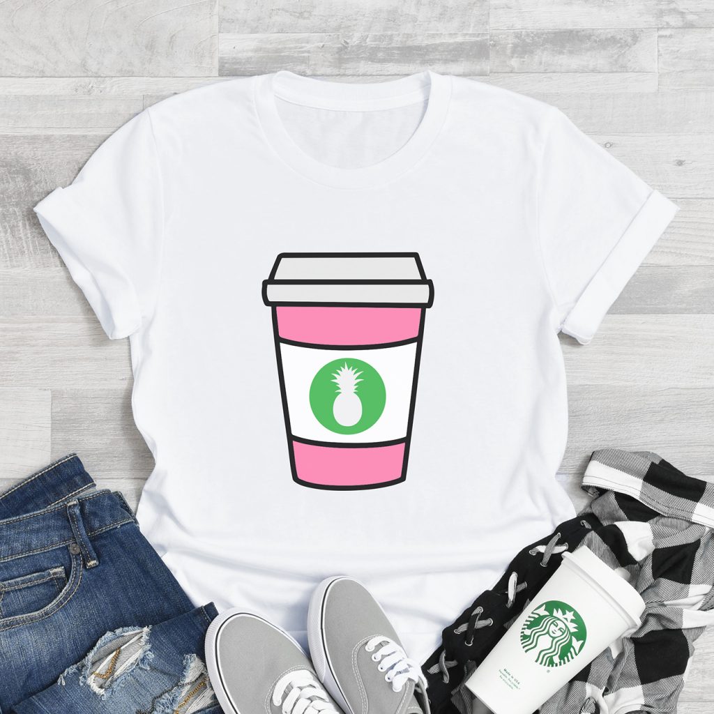 Coffee Shirt made with Cricut and Free Coffee Cup SVG File Bundle