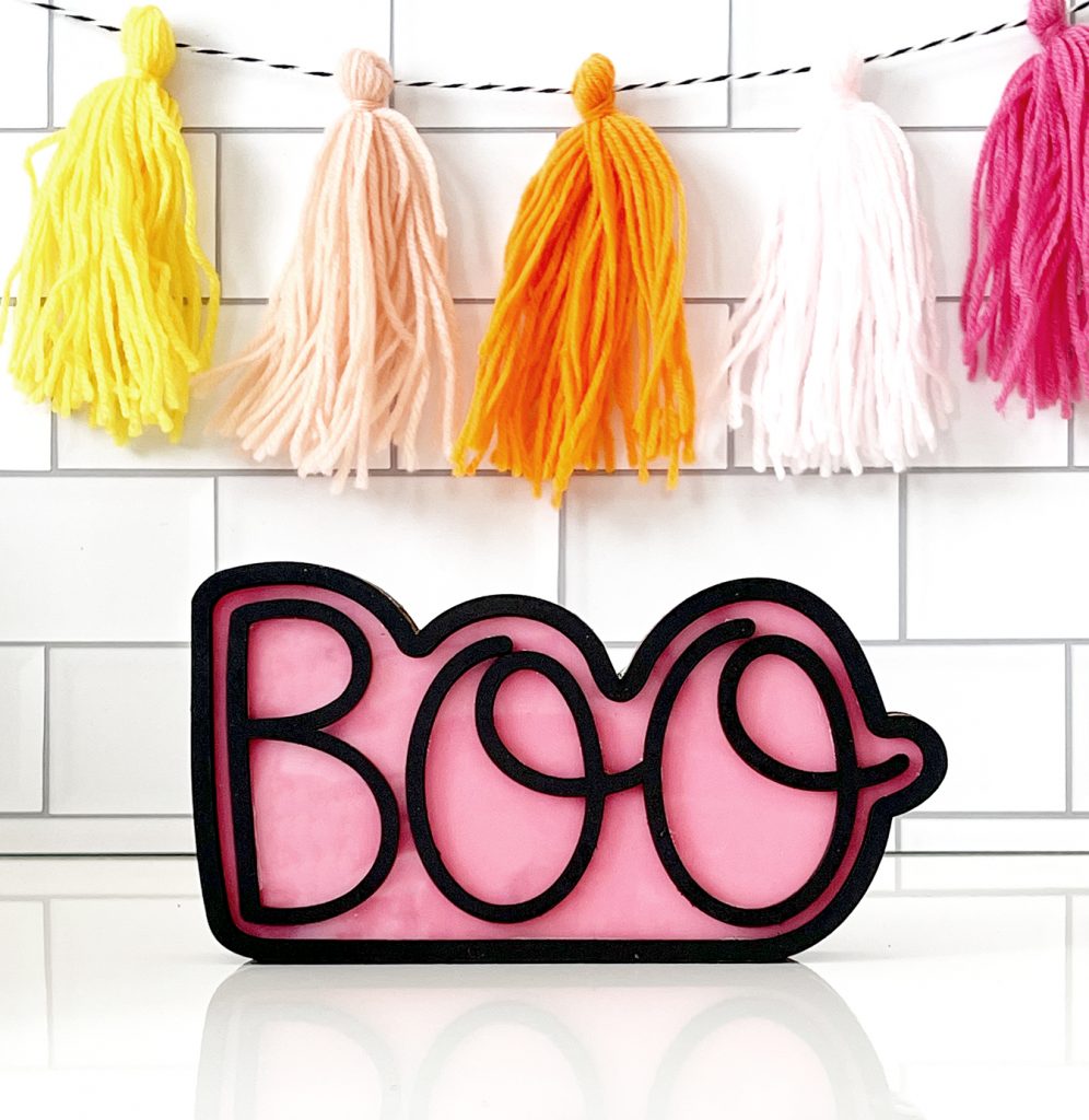 DIY Boo LED Halloween Sign Made with Glowforge and FREE SVG File