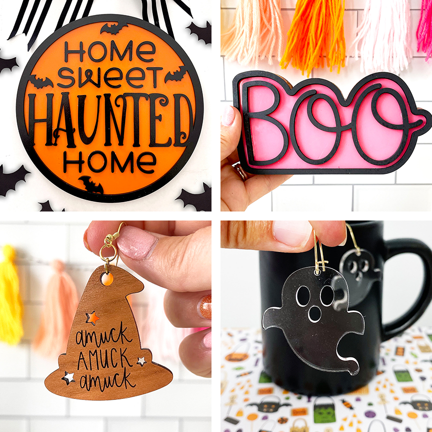Halloween Glowforge Projects in a Grid