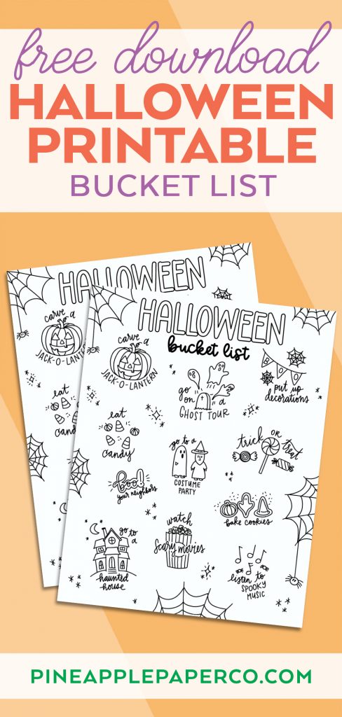 Printable Halloween Bucket List Coloring Sheets