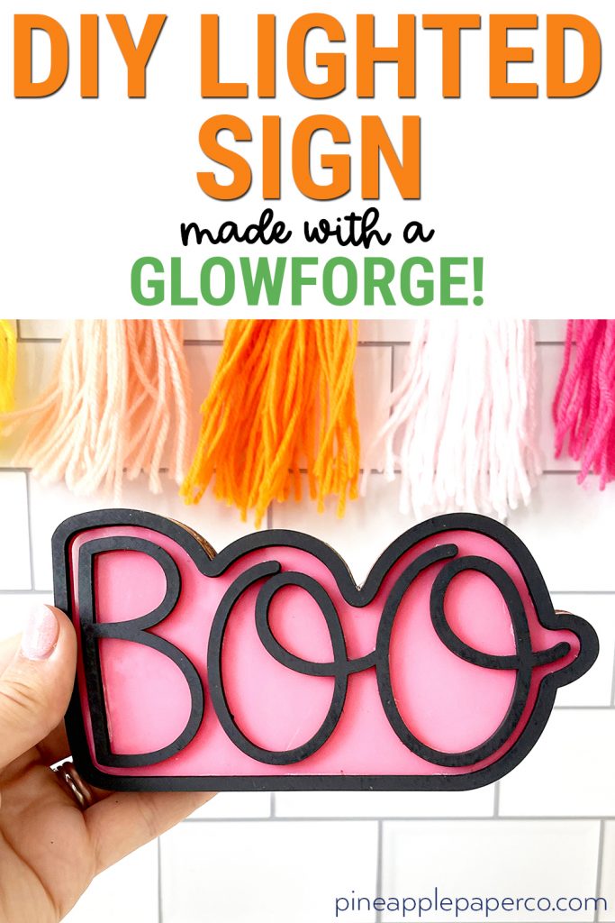 DIY Boo LED Halloween Sign Made with Glowforge and FREE SVG File