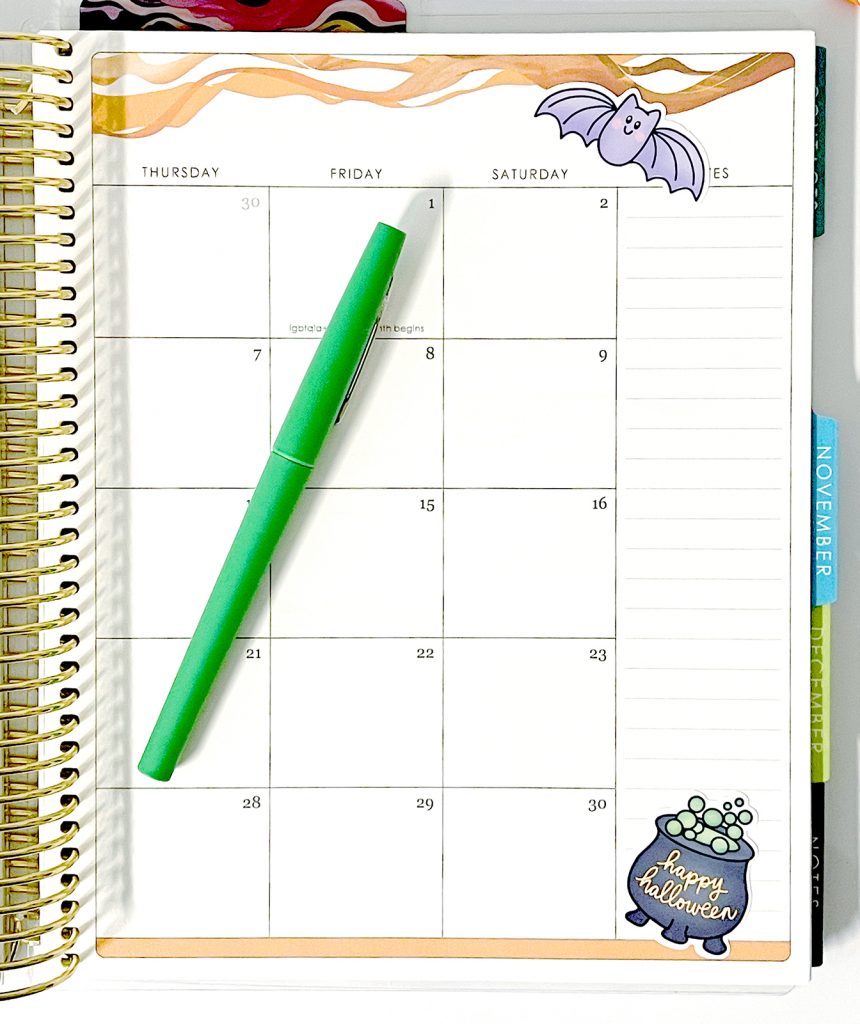Cute Printable Halloween Stickers on Erin Condren Planner for October