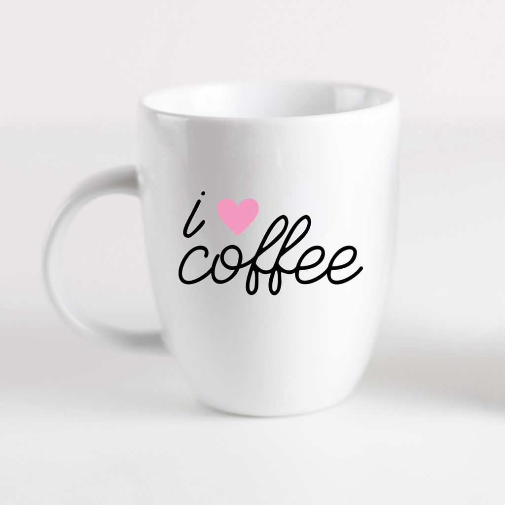 I Love coffee Mug made with Free Coffee Cup svg file