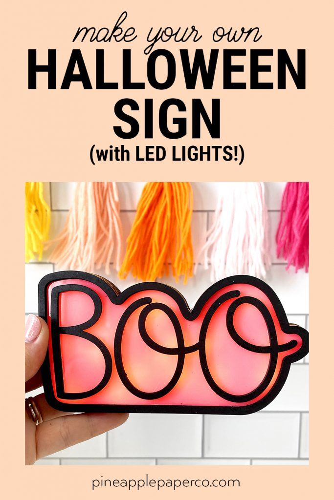 DIY Boo LED Halloween Sign Made with Glowforge and FREE SVG File